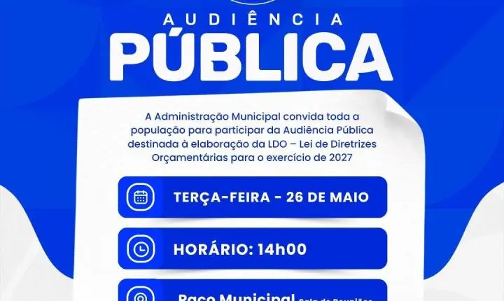 Convite à População para Participação em Audiência Pública da LDO 2027