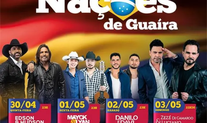 Festa das Nações começa quinta-feira com shows nacionais gratuitos, gastronomia e R$ 100 mil em prêmios em Guaíra
