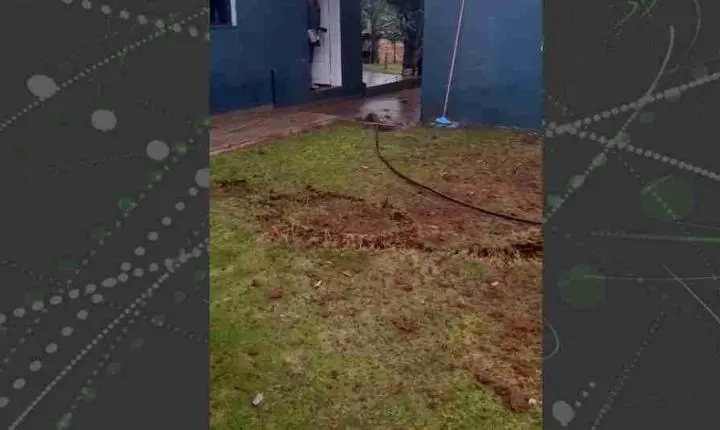 'Foi bem assustador': raio abre buraco no chão e destrói parte de casa em Cascavel
