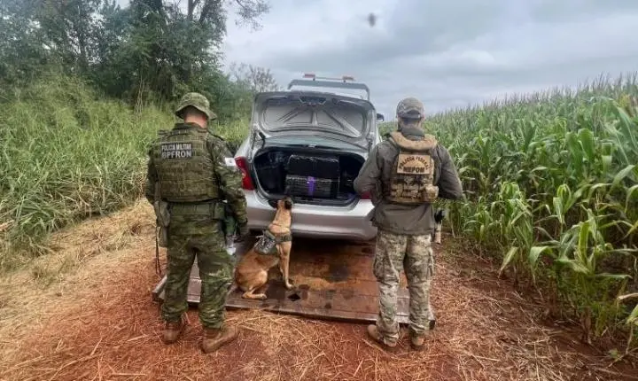 Guaíra - Motorista abandona carro com 300 quilos de maconha após fuga no interior