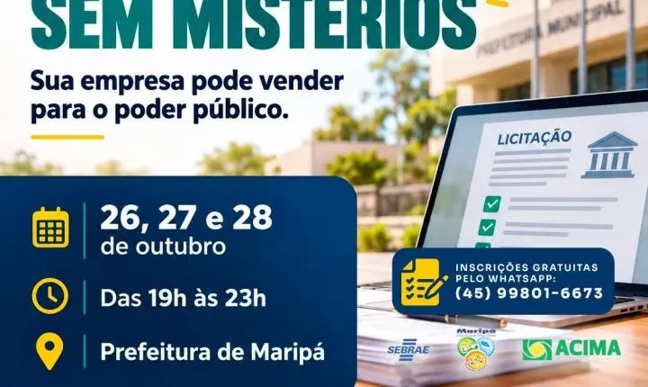 Maripá abre inscrições gratuitas para o curso “Licitações sem Mistérios”