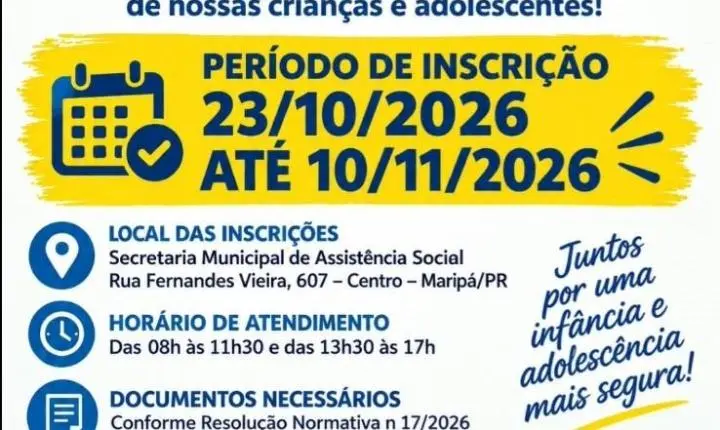 Maripá abre inscrições para eleição suplementar do Conselho Tutelar