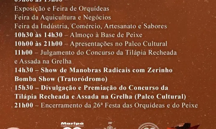 Maripá divulga programação oficial da 26ª Festa das Orquídeas e do Peixe