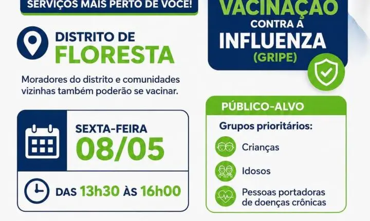 Palotina em Ação terá vacinação contra a influenza no Distrito de Floresta