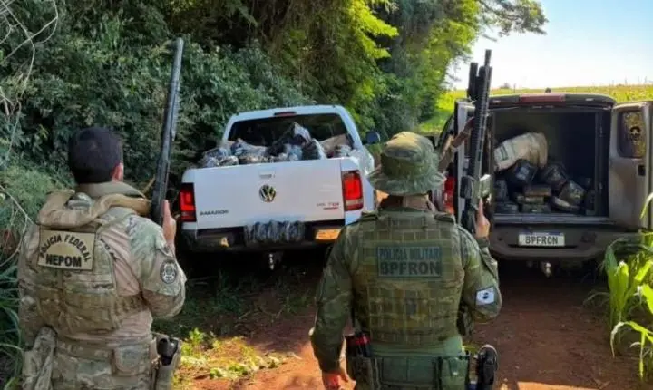 PF e BPFRON apreendem quase 400 kg de drogas próximo a Dr. Oliveira Castro
