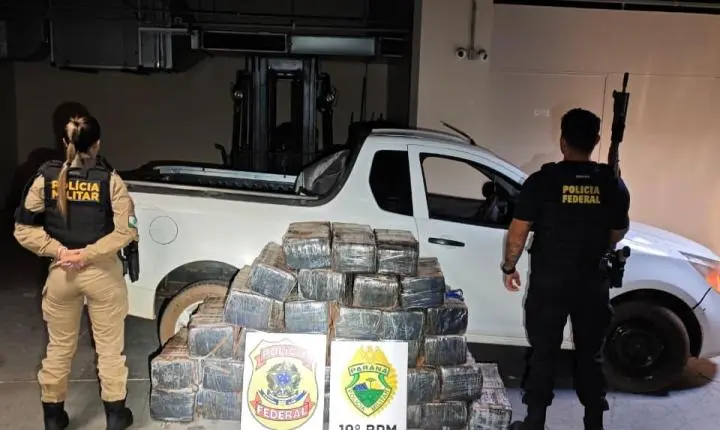 PF e PMPR apreendem 500 kg de maconha após perseguição em Guaíra