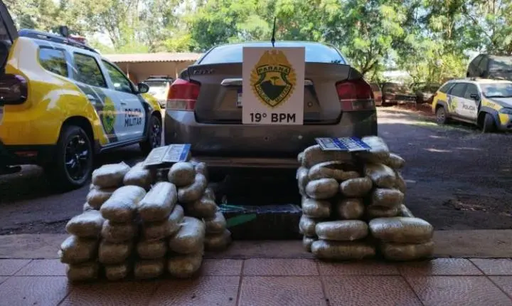 PM de Guaíra detém homem transportando 138 kg de maconha na BR-272