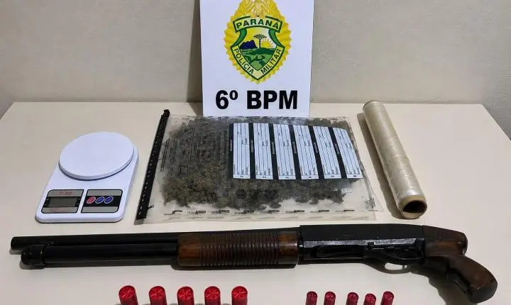 PM prende mulher com espingarda, munições e drogas em Terra Roxa
