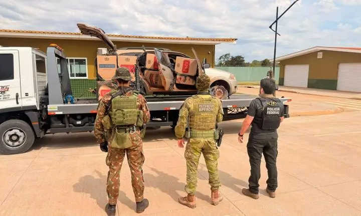 POLÍCIA FEDERAL, BPFRON e EB realizam apreensão de cigarros contrabandeados