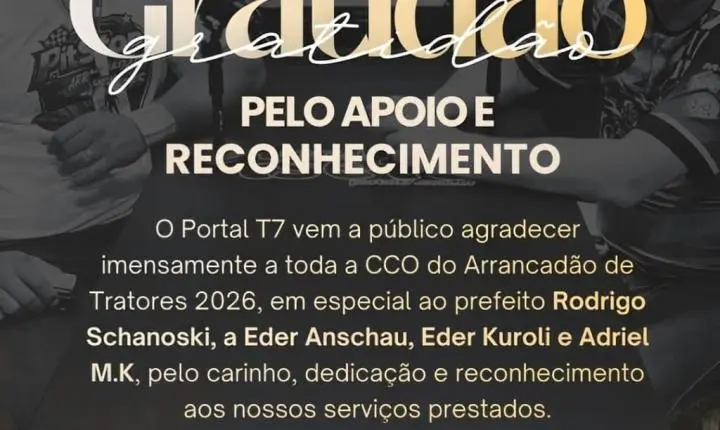 Portal TSete agradece reconhecimento da organização do Arrancadão de Tratores 2026