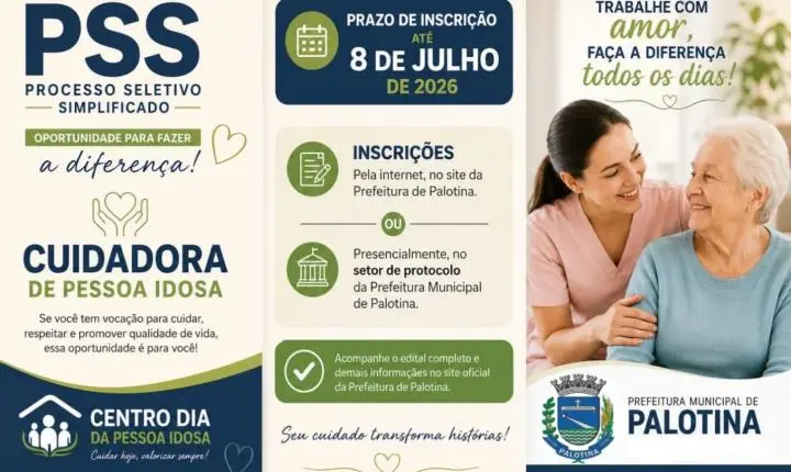 Prefeitura de Palotina abre Processo Seletivo Simplificado para contratação de Cuidador(a) de Pessoa Idosa