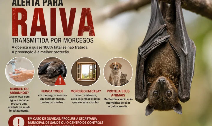 Saúde alerta para risco de raiva transmitida por morcegos