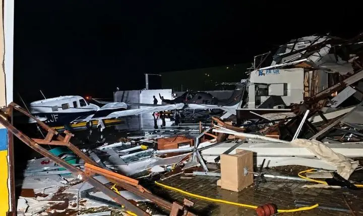Vendaval destrói hangares e pode ter danificado até 12 aeronaves em Toledo