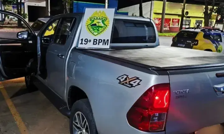 Hilux furtada é recuperada pela PM na BR-163, em Mercedes
